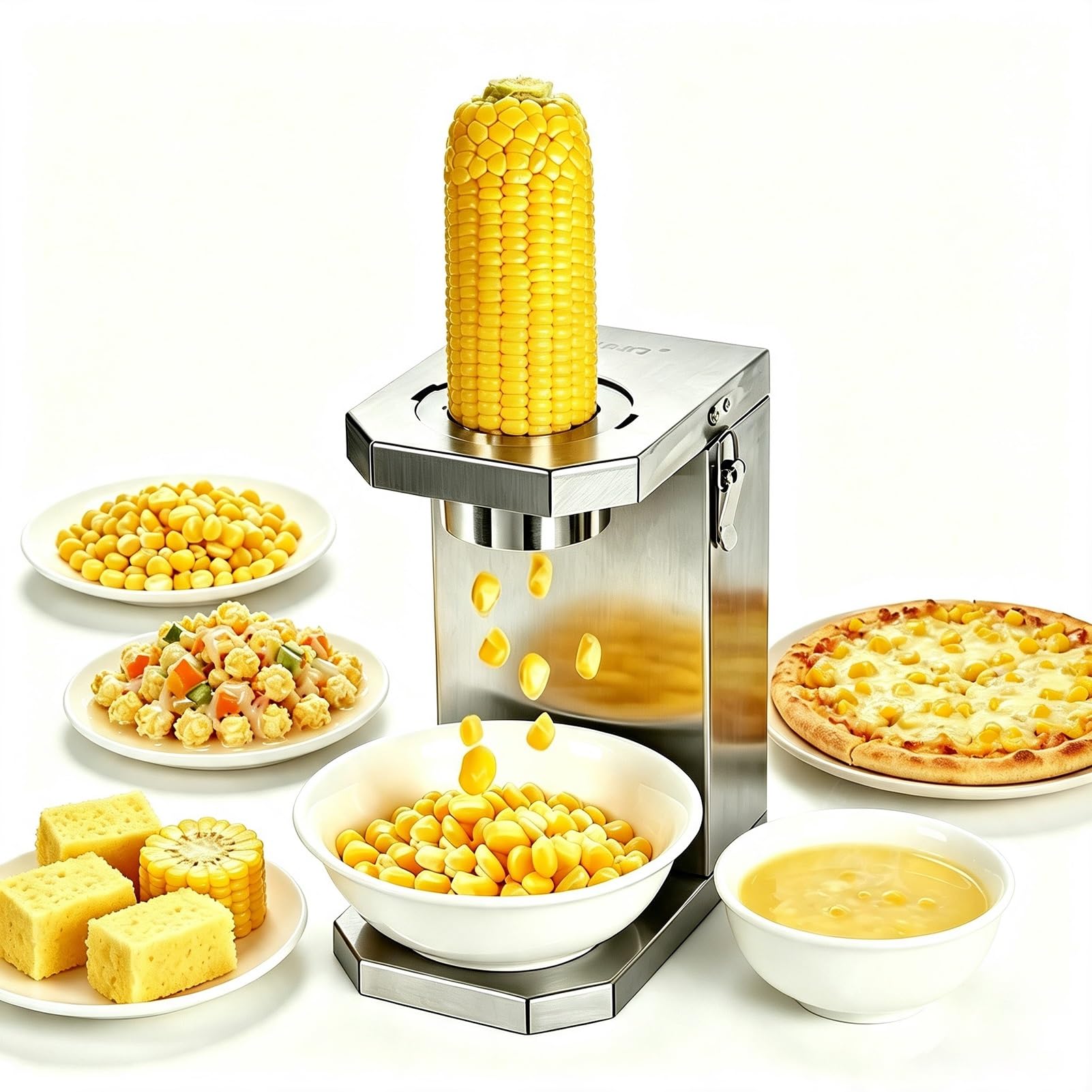 Sgranatrice Elettrica Per Mais, Macchina Automatica In Acciaio Inox Per La Sgranatura Del Mais, Sgranatrice Per Mais Fresco E Cotto, Per Uso Domestico E Commerciale
