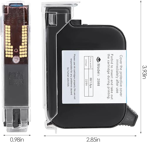 Miniatura 7 de AGRYMER Cartucho de tinta para impresora de mano, cartucho de tinta negra portátil original, duradero, impermeable, de secado rápido, repuesto de