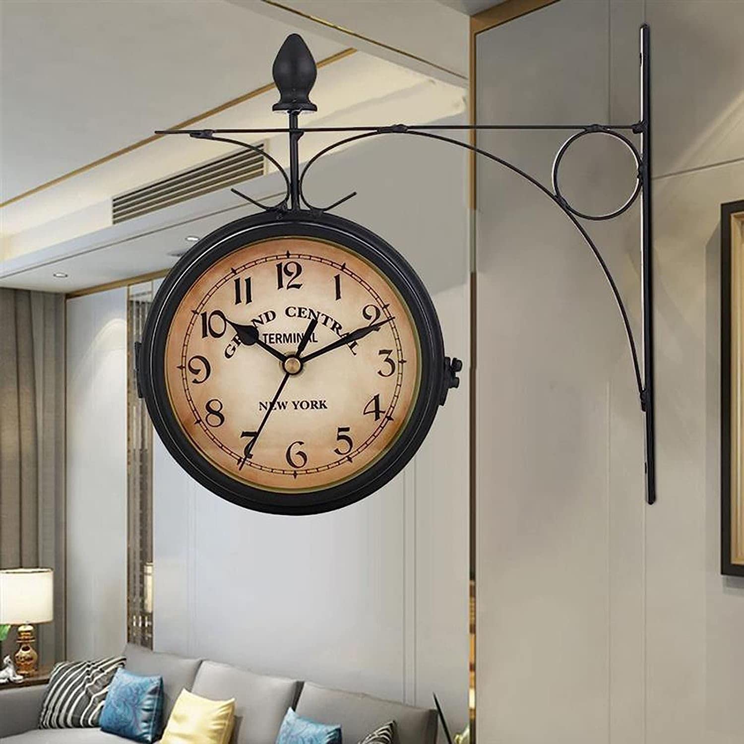 Orologio da parete da giardino, impermeabile, 40 cm, rotazione classica, double face, orologio rotondo vintage per patio, giardino, piscina o da appendere all'aperto