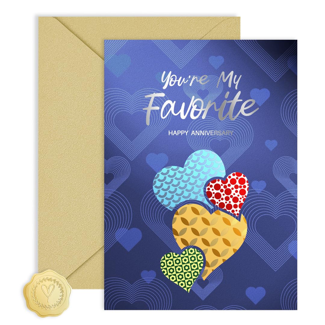 Anniversary Card to Husband Wife, Happy Anniversary for Him Her Couple, Premium Specialty Paper with Silver Foil Accents and a Textured Frosted Finish
