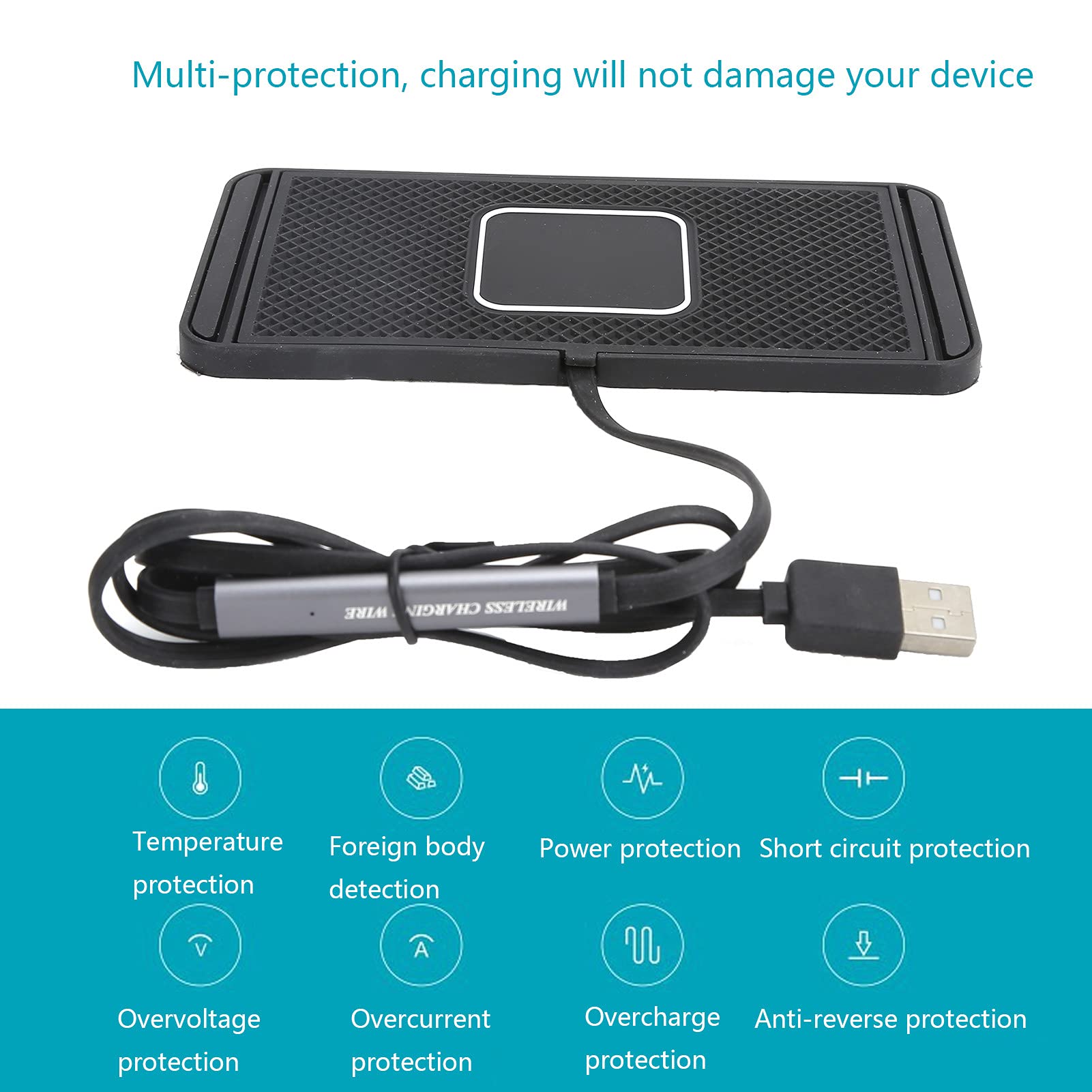 Caricabatteria per Auto Wireless Veloce, Pad di Ricarica Qi per Auto da 10 W 7,5 W, Dock per Stazione di Ricarica Antiscivolo per Auto per Telefono, per per e Altri Dispositivi