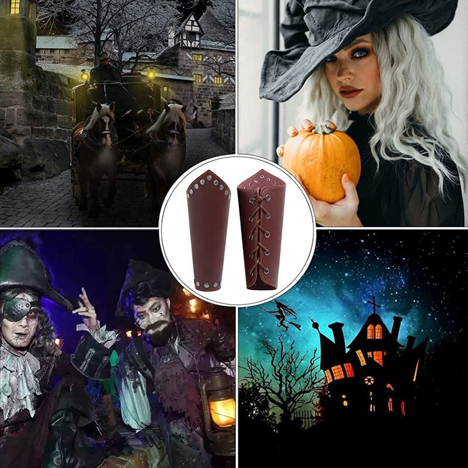 Paire De Brassards Médiévaux En Similicuir - Réglables - Pour Cosplay Viking, Renaissance, Halloween, Fêtes Costumées