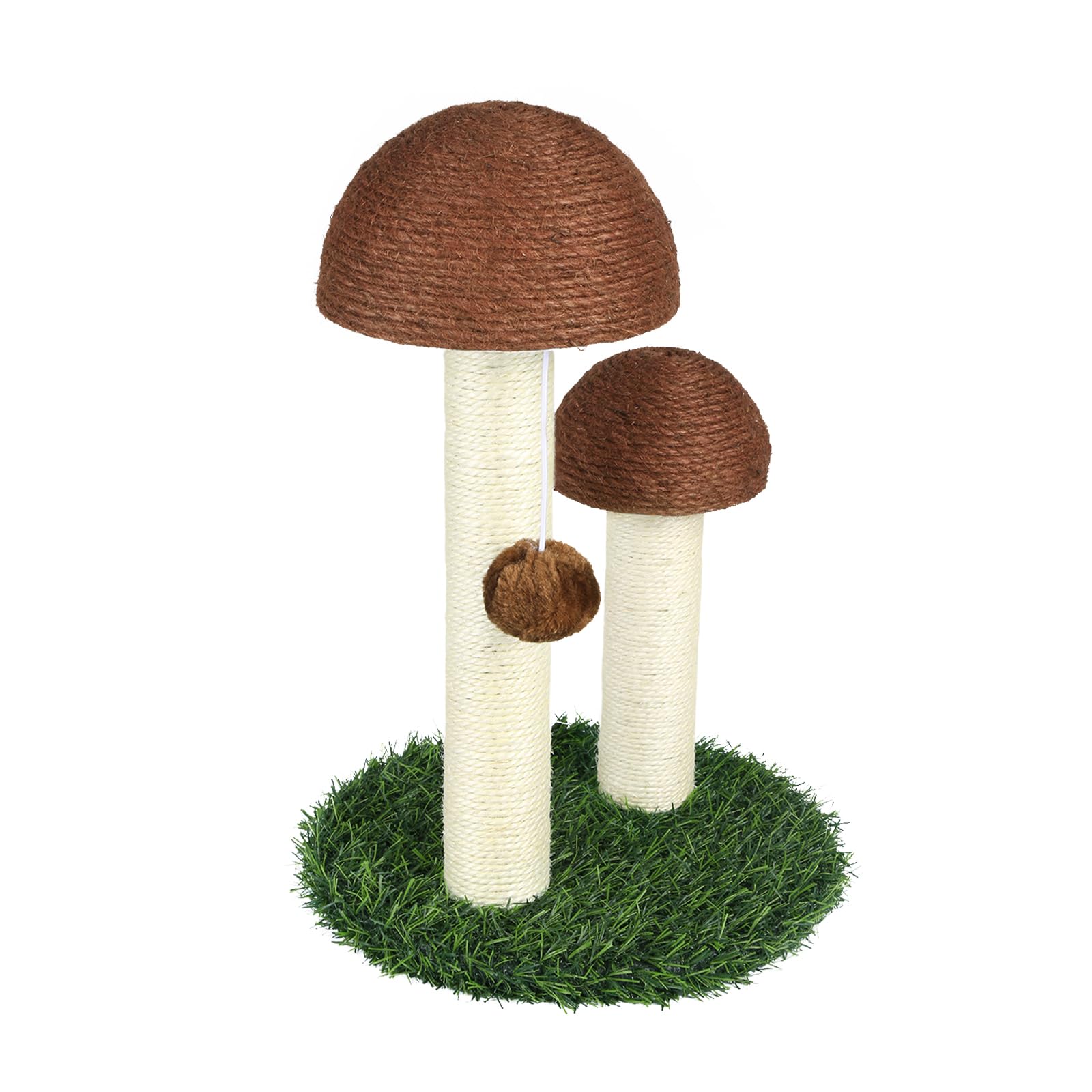 Arbre a Chat Fleur avec Gros Griffoir, Griffoir Chat Poteau Sisal à Griffer en Forme de Champignon pour Chaton Marron 47cm-30 * 30 * 47cm