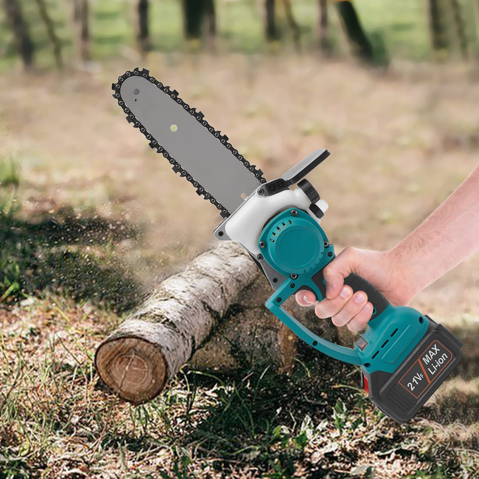 8-Zoll Mini Kettensäge Akku – 2x4000 MAh, 21V, Bürstenlos, 1200W, 1,5 Kg, Für Garten & Holz