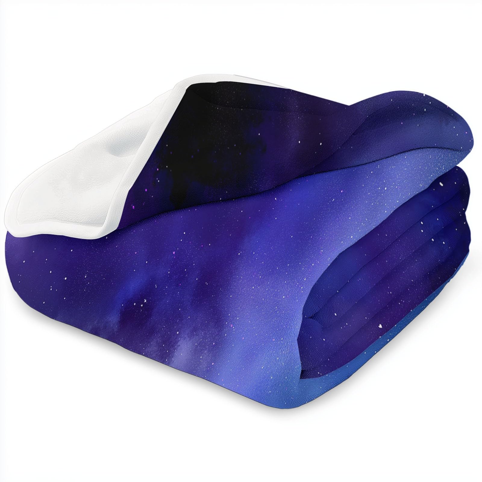 Genérico Manta de Franela de Forro Polar para Niños y Adultos 200 x 200 cm, Mantas para Sofa Estampado Surrealismo Galaxia Estrellas - Manta Azul Morado Suave Cálida Transpirable Ligera