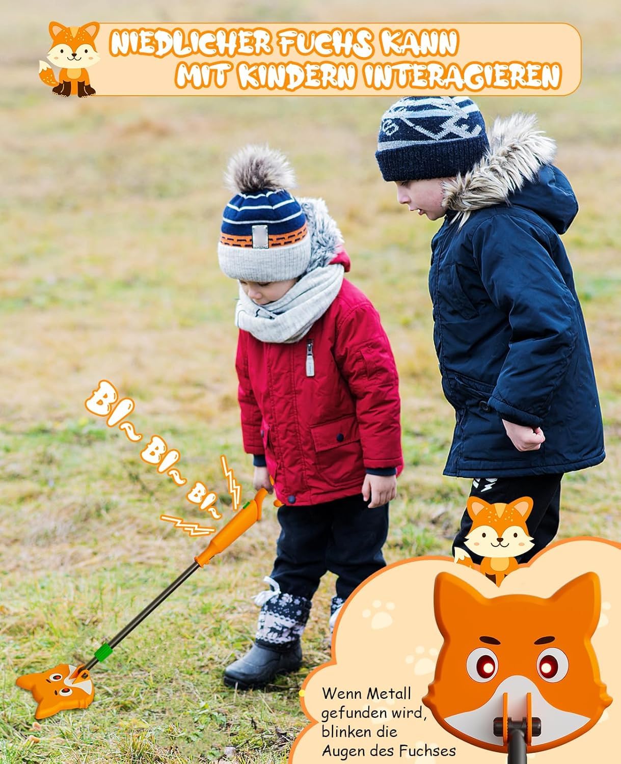 Metalldetektor Kinder,30-38 Zoll einstellbar,Tragbar Und Leicht Metallsuchgerät,Geeignet für Outdoor-Abenteuer von Kindern,Metal Detector Mit Schaufel Und Rechen