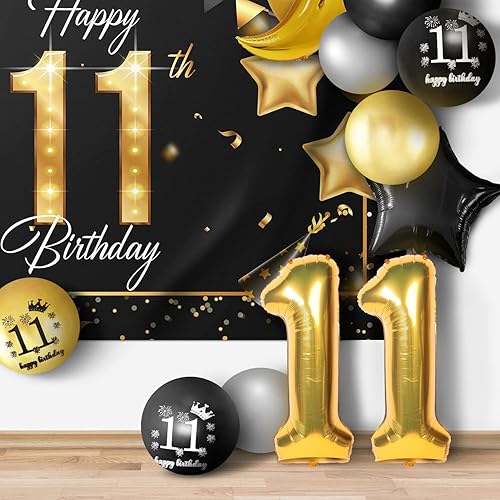 Miniatura 12 de Juego de globos dorados de feliz cumpleaños número 31 – Saludos a los 31 años de edad, guirnalda temática de fiesta con estrellas y luna, decoración