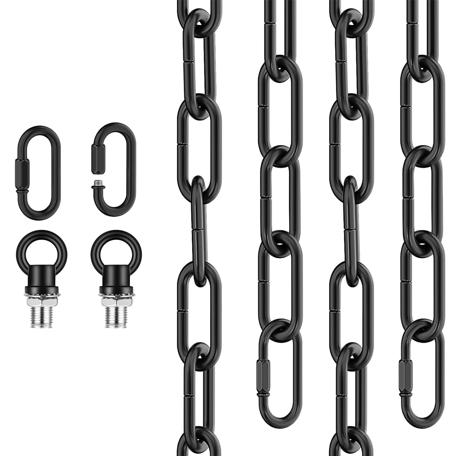 garini 10 Feet Industrial Black Light Fixture Chain, Adjustable Metal Pendant Chandelier Chain Extension with Detachable Link, Maximum Load is 66 Pounds