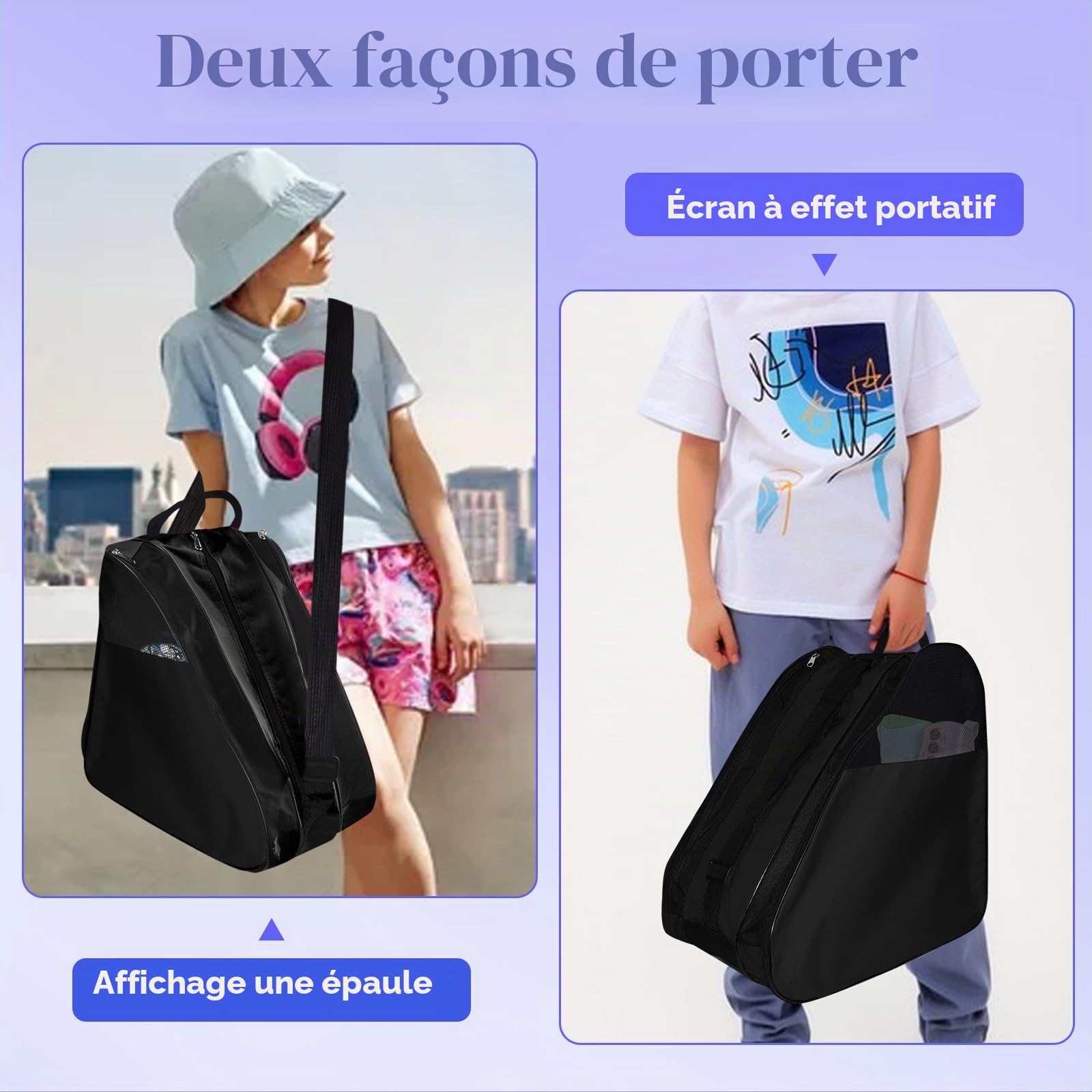 ADERTOS Sac pour Patin à Roulette 40 * 39 * 27CM Sac Roller Sac pour Patins à Glace Sac de Patinage à roulettes Sac Rangement Patin a roulettes Sac de Sport Patinage Sac de Chaussures de Patinage