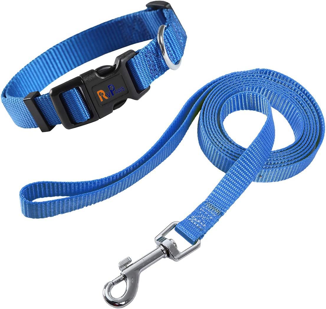 Woofy Classic Nylon Dog Collar and Leash Set, Adjustable Collar Leash Set with Quick Release Buckle Safety for Puppy, Small and Medium Dogs Walking Running Training Collar and Leash 15 MM (Blue) (B0BFLNYW55) Amazon Price History, Amazon Price Tracker