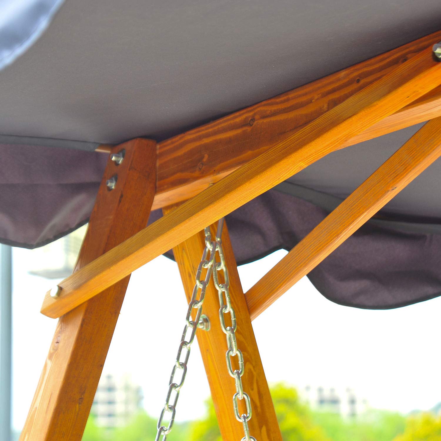 Outsunny - Dondolo con baldacchino 3 posti altalena da giardino panchina swing in legno