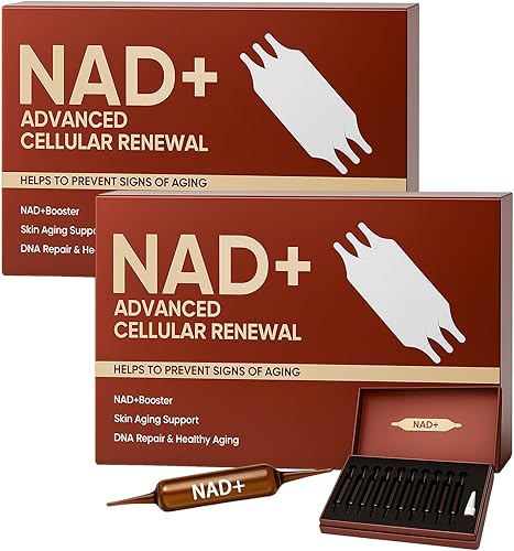 NAD Advanced Cellular Renewal - Suplemento NAD de 1200 mg para el envejecimiento de la piel, energía y enfoque, 20 viales (2)
