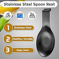 Vista 3 de Nuanchu 6 piezas de acero inoxidable soporte para cucharas y espátulas para estufa, mango para cucharón, soporte para cucharas para encimera