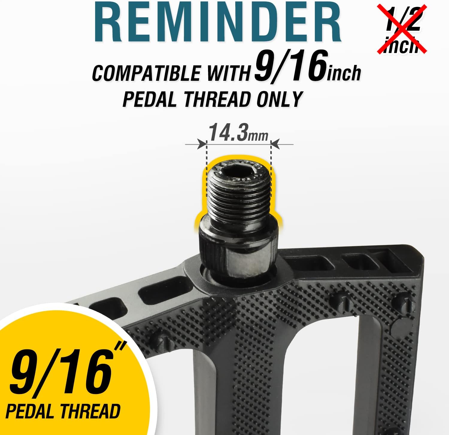 MARQUE Bike Pedals – Bicycle Pedals with 9/16 Inch Boron Steel Spindle with Reflector and Flat Body - Works on E-Bike, City, Urban Commute, Road Bikes - Replacement Cycling Pedals (Phantom Black) : Sports & Outdoors