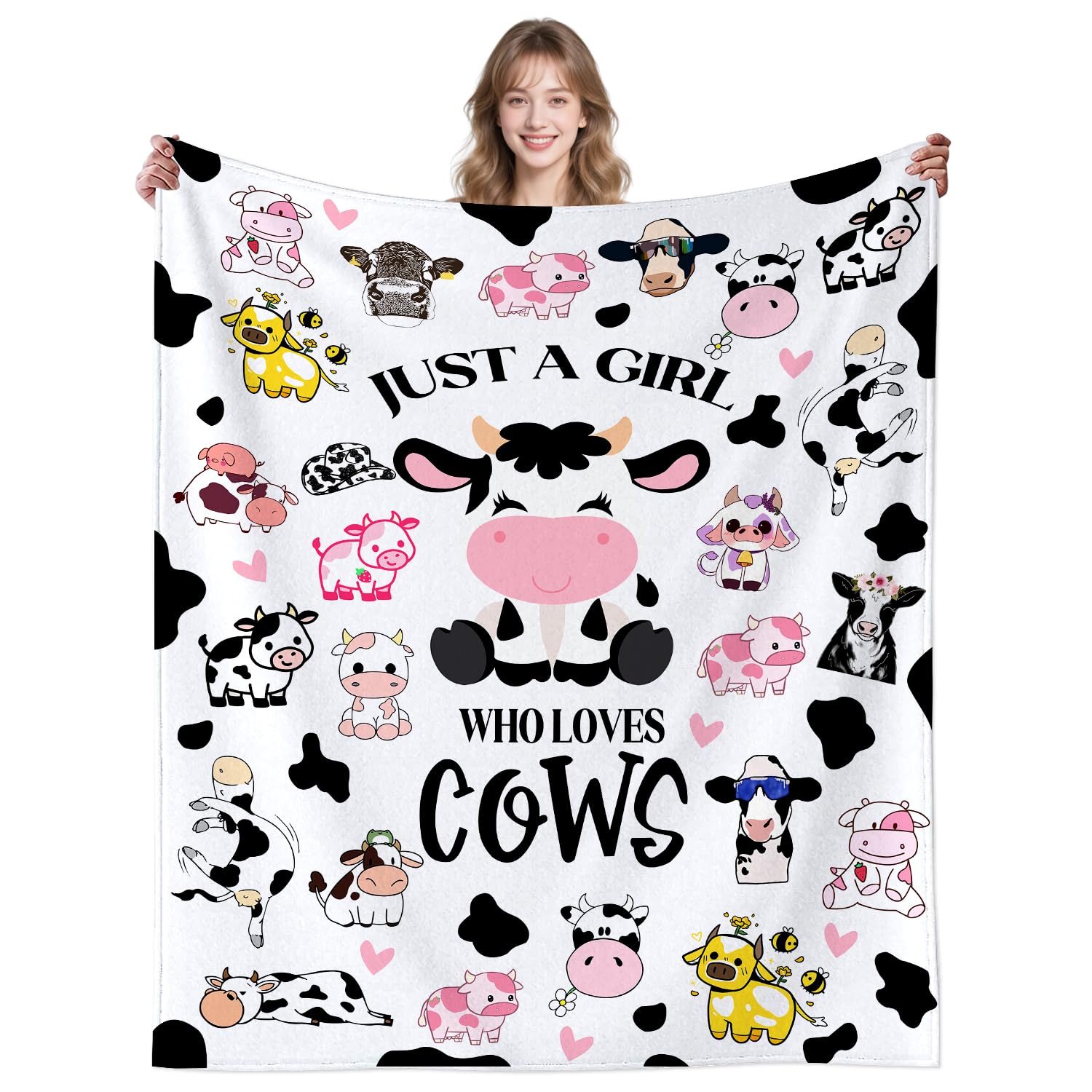 Unzovzs Girls Cow 1 Cow Blanket Ultra Soft Flannel Merch Cow Throw Blanket Just A Who Loves Cows Blankets For Women Kids Boys Adults Gifts 60"X50"