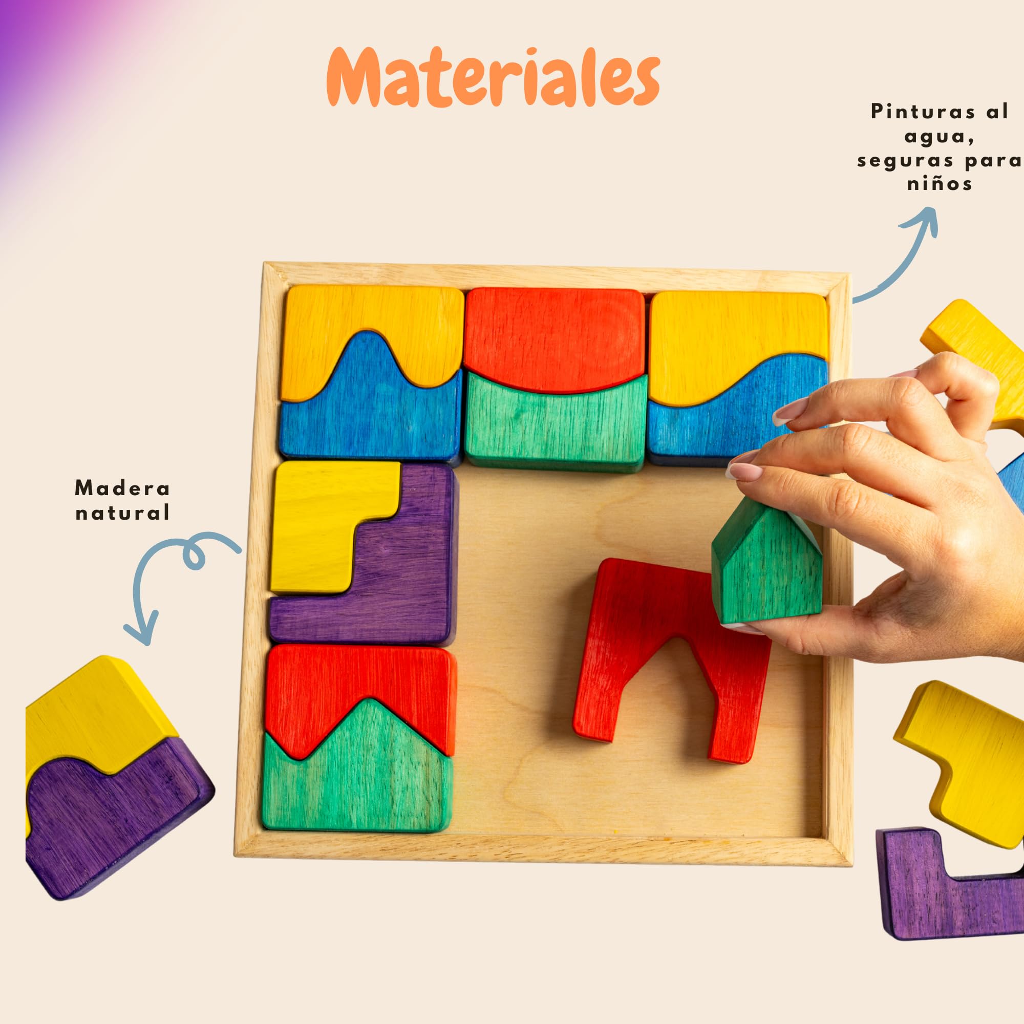 Drewniane puzzle - 18 sztuk - zabawka edukacyjna 3+ lat