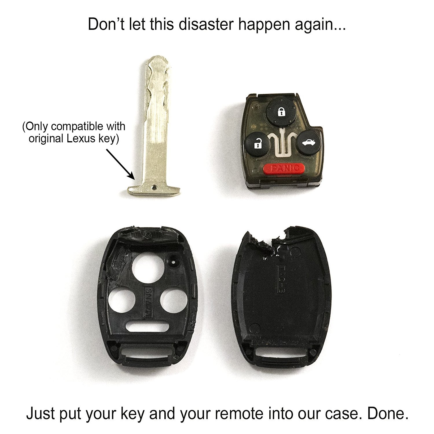 STAUBER Best Honda Key Shell Replacement for Civic, Odyssey, and Crosstour / NO Locksmith Required Using Your Old Key and chip! (3 Button, Black)