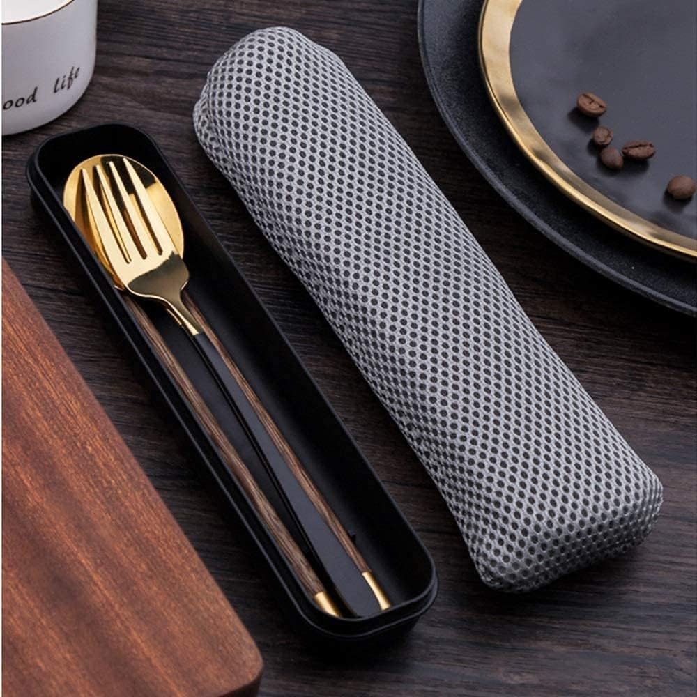 baguettes japonaises cooking chopsticks Baguettes réutilisables antidérapantes, ensemble de cuillères pour lave-vaisselle, boîte de rangement pour fourchettes, ensemble de trois pièces