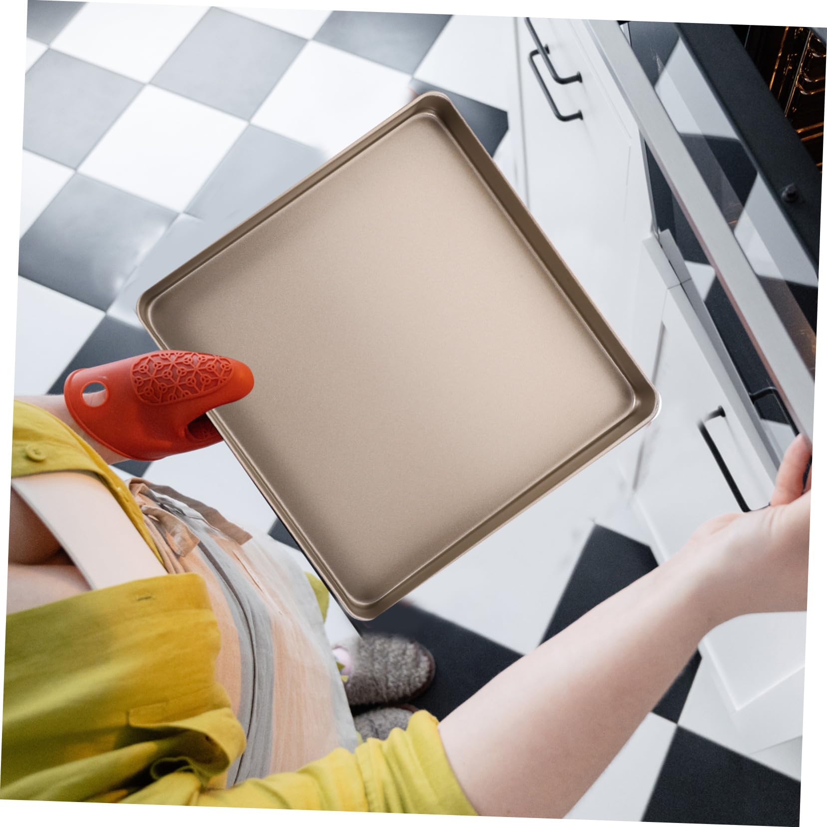 Toyvian Plaque de Cuisson Carrée 28cm Antiadhésive en Acier au Carbone, Facile à Nettoyer, pour Pain et Gâteau Maison Cuisine Professionnelle