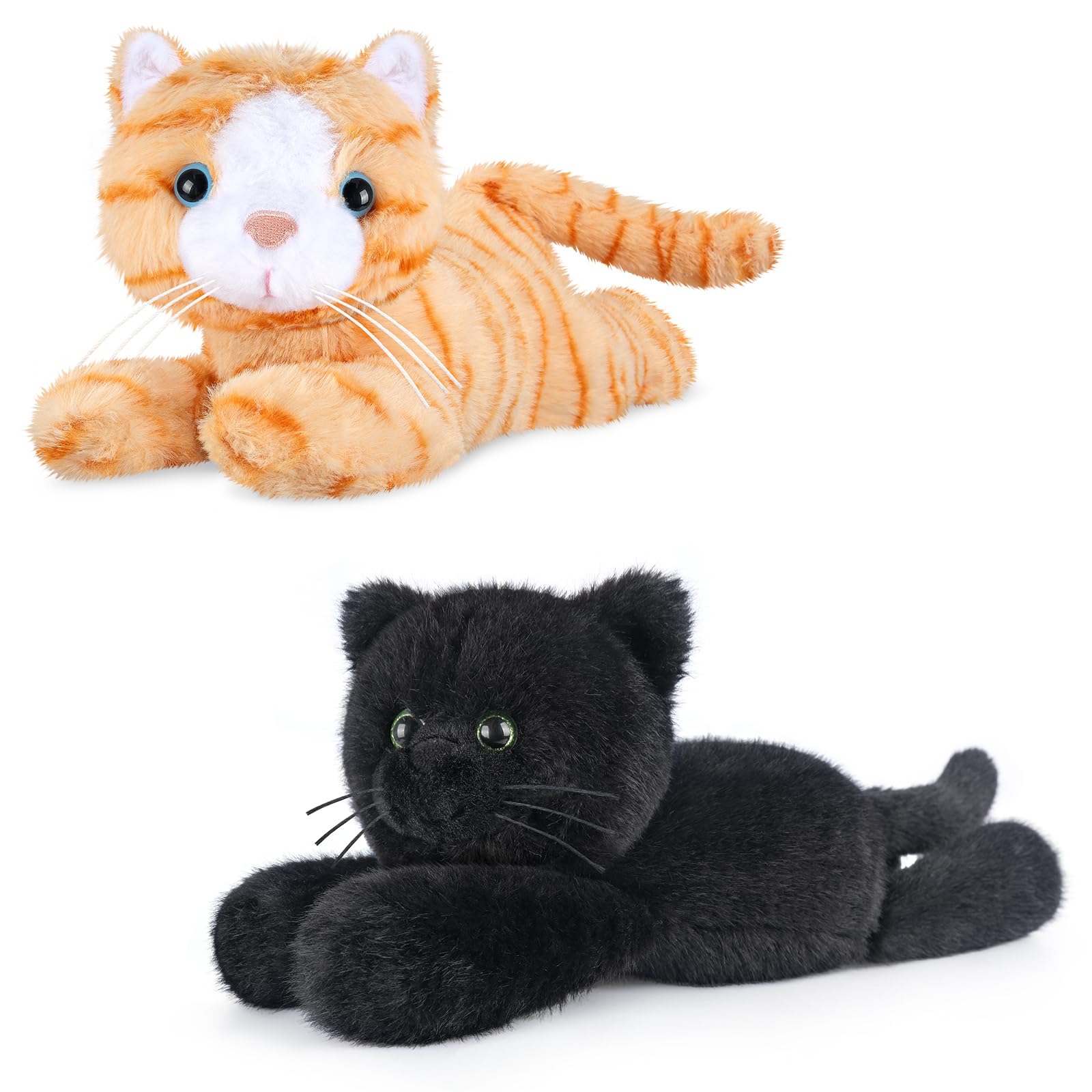 Heatable Coolable Orange Cats Stuffed Animals Microwave Heating Pad Animals for Discomfort and Black Cats Plush for Companion