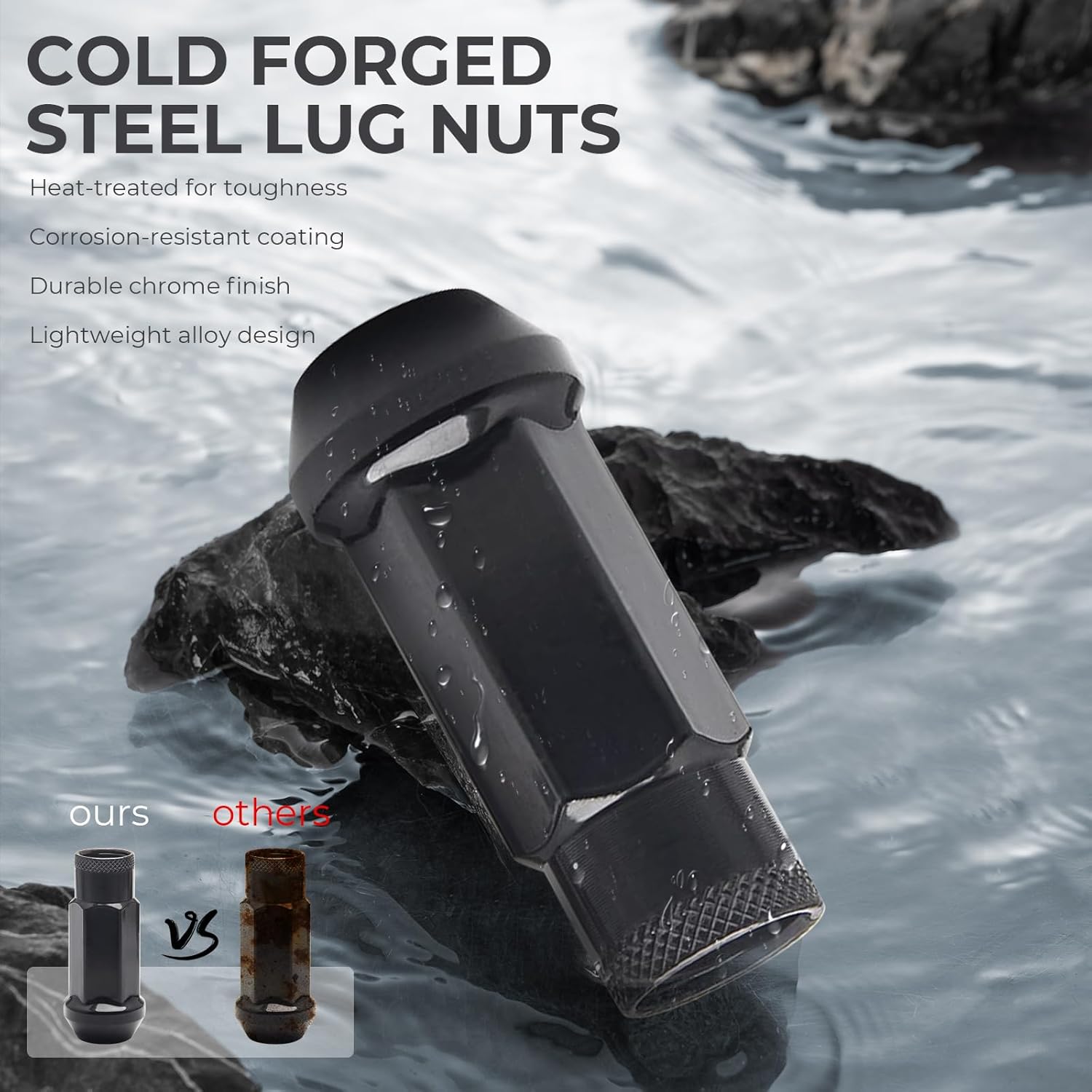 20pcs Black Cold Forged Steel 12mm*1.25 Lug Nuts Extended Tuner Wheel Nuts Modified Nuts Open End Compatible with Various Types of Vehicles
