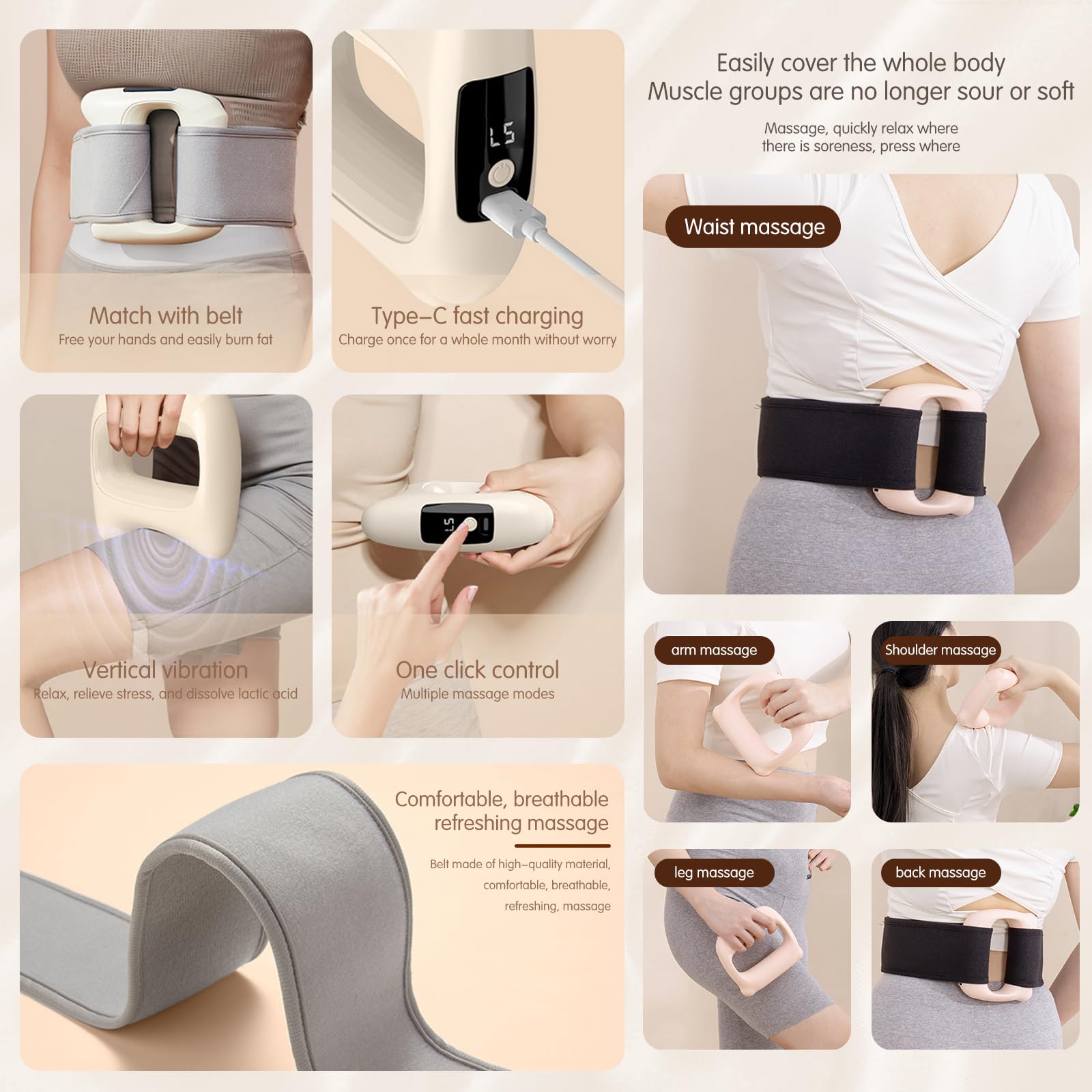 Massaggiatore Muscolare, Massaggiatori Elettrici, Anello Fasciale Multifunzione Per Tutto Il Corpo Massage, Massaggiatore Gambe per Benessere di Cosce Schiena Braccia