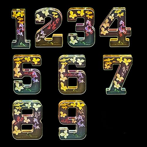 Miniatura 3 de ESEDAGE Molde de resina con números de 7 pulgadas, 9 unidades, molde de alfabeto árabe, molde de silicona para resina hecha a mano, molde de