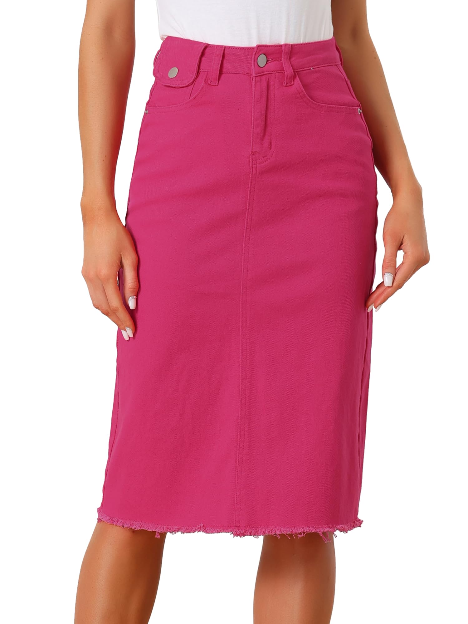 Allegra K Damen Jeans Knielang Rock