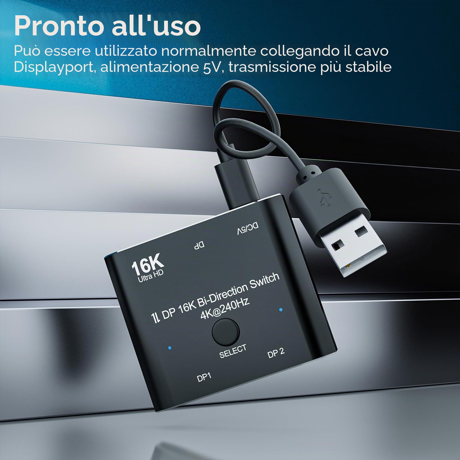 DisplayPort 2.1 8K 10K 16K DP Switch Bi-Direction 8K@120Hz 4K@240Hz Splitter Video Converter per più sorgenti e display