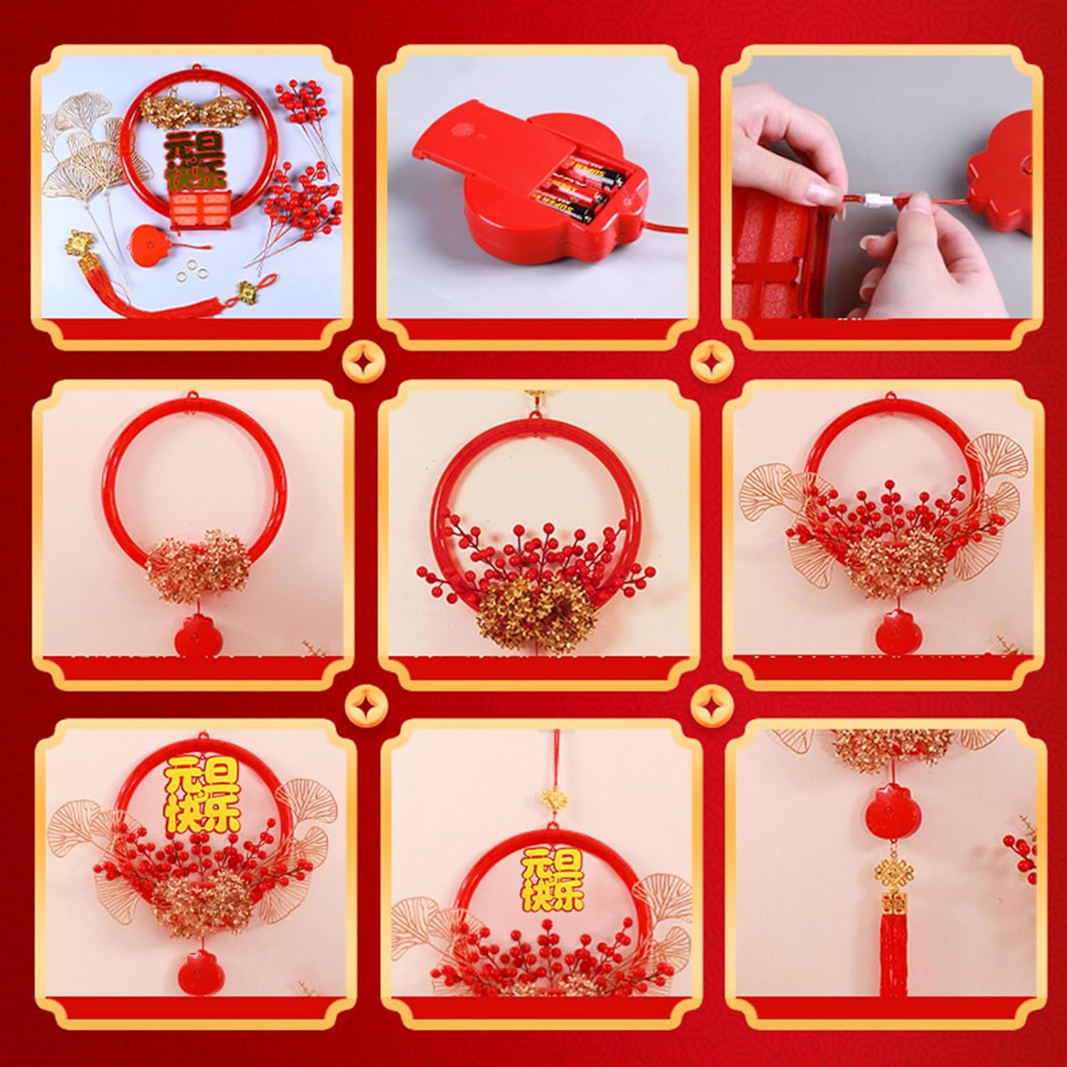 BLAIAI(クレイジー) LEDライトアップペンダント 新年パーティーデコレーション用 屋内屋外兼用 装飾用光るリース パーティー