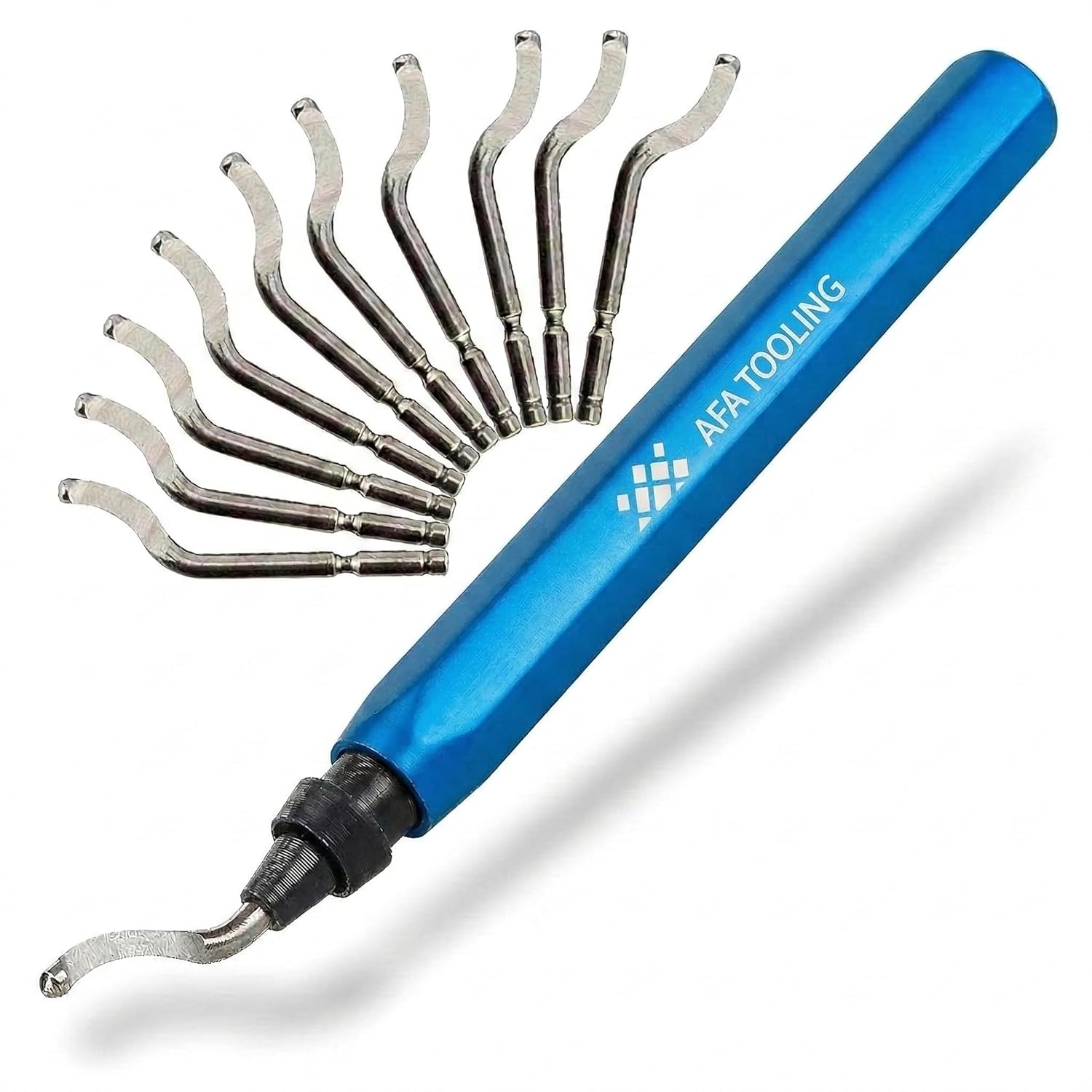 AFA Tooling - Deburring Tool Micro-Polished & Anodized Handle with 11 High-Speed Steel M2 Blades, Deburring Tool 3D Printing, Reamer Tool for Metal, PVC, Copper Pipe, Plastic, Resin & 3D Printed Edges