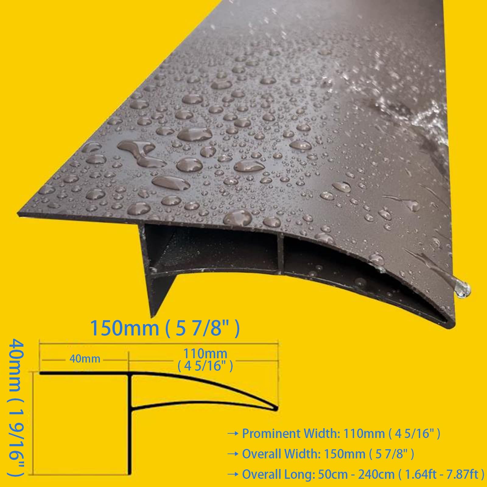 LXLZYXSF Perfil De Aluminio De 11 Cm De Ancho Extra Remate Vierteaguas para Tejados Desviador De Lluvia Recortable Perfil para Alféizar De Ventana para Balcones(Brown,L 195cm/6.4ft)