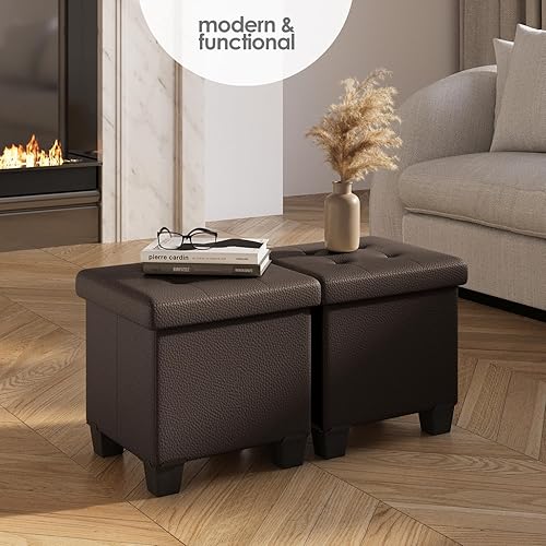 Miniatura 542 de Otomana plegable para dormitorio o sala de estar, con contenedores de almacenamiento, reposapiés para el extremo de la cama, soporta hasta 660 lb,