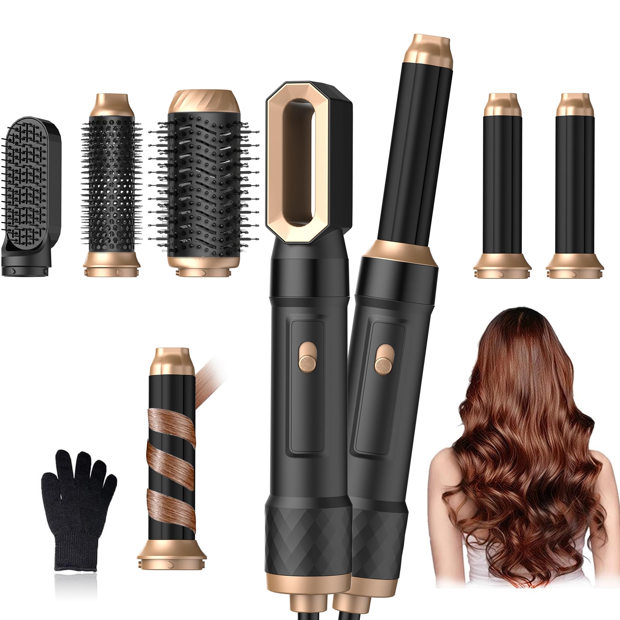 Hairstyler 6 w 1 Air Styler, 1000 W, okrągła suszarka do włosów, do stylizacji i suszenia z lokówką powietrzną, okrągłą suszarką do włosów, szczotką do suszarki, szczotką z ciepłym powietrzem