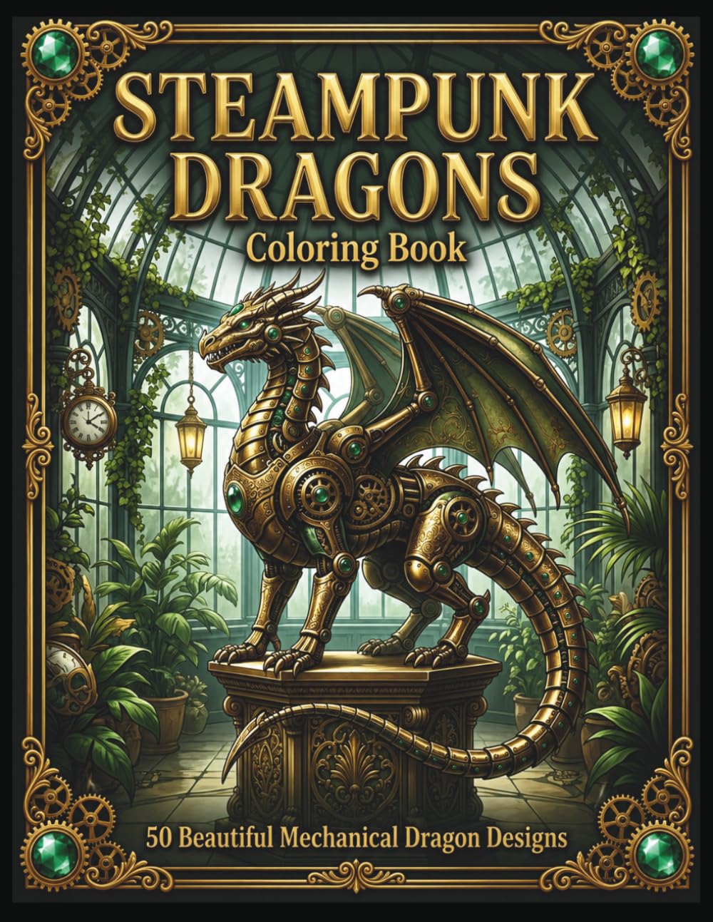 STEAMPUNK DRAGONS Coloring Book: 50 Mechanical Dragon Designs (Steampunk Coloring Book Collection)