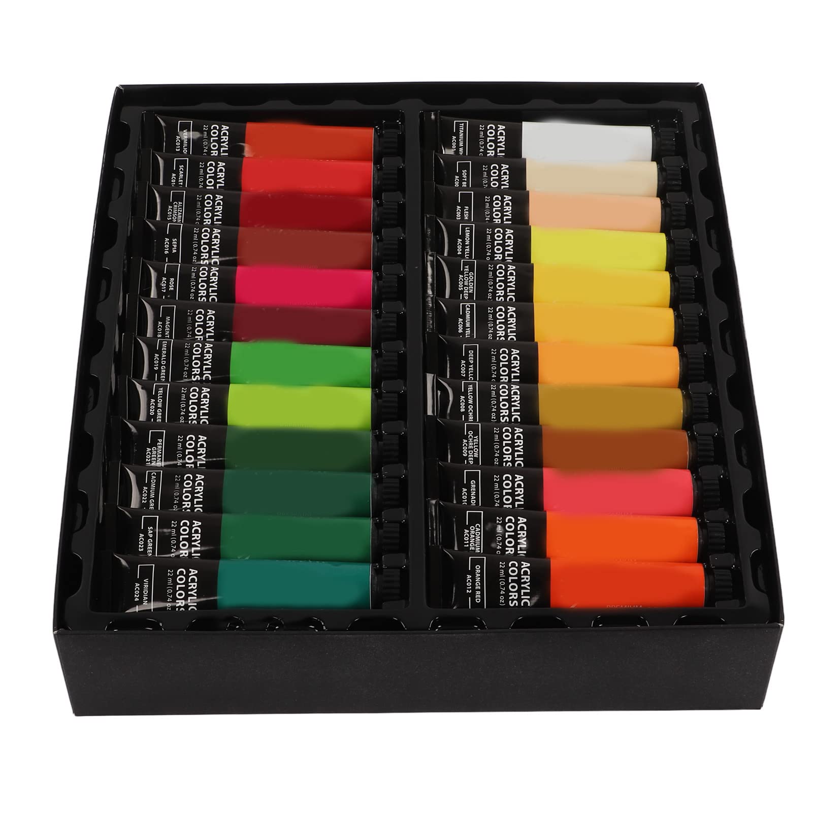 Gucagle Kit de pintura acrílica Juego de pintura de bricolaje artesanal profesional con 48 colores 6 pinceles 1 paleta para artistas principiantes adultos adolescentes proyectos de arte