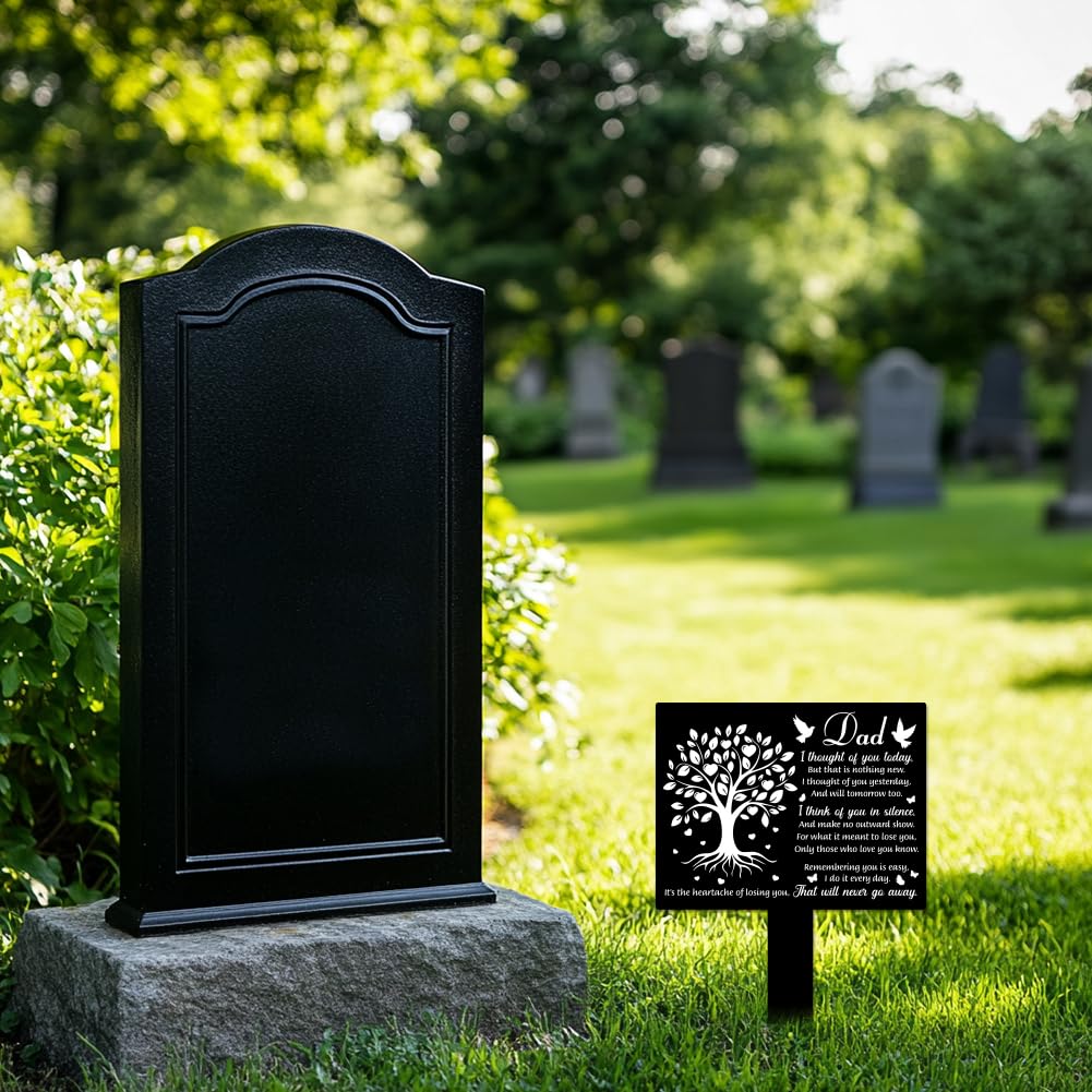 GLOBLELAND Rectangle Shaped Love Tree Dove Dad Garden Stake Memorial Remembrance Plaque Stake for Cemetery Acrylic - Image 4