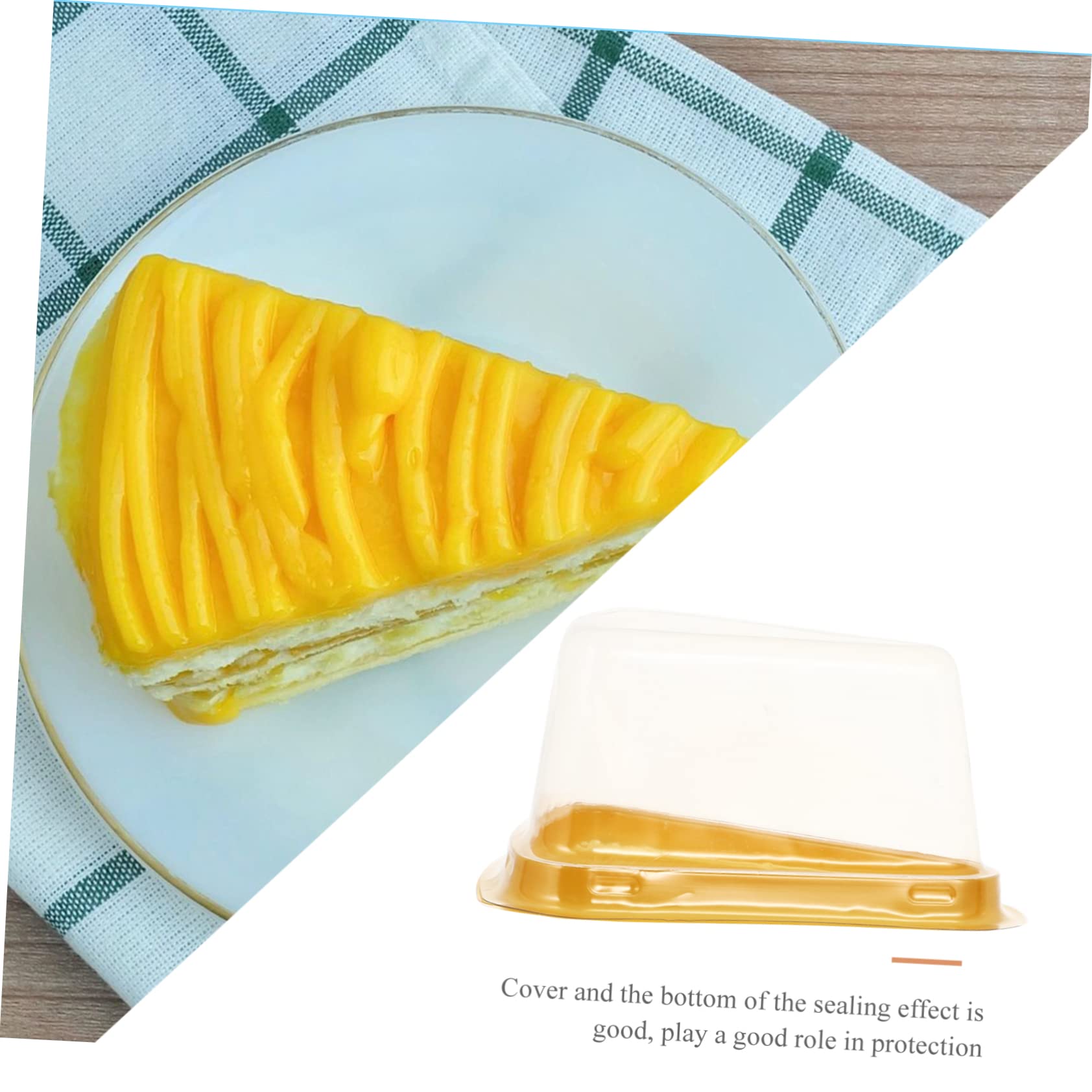 SHOWERORO 100pcs Cake Box Plastic Cake Stand Single Cake Slice Holder Takeaway Cake Slice Boxes Transparent Cheesecake Container Cheesecakes Triangle Cake Container Disposable The Pet Bread