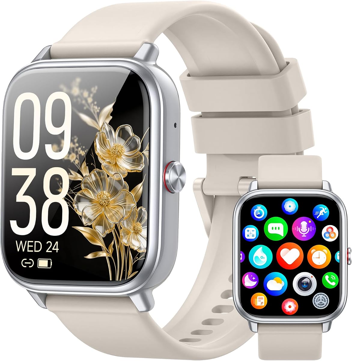 Reloj inteligente para hombres y mujeres, rastreador de actividad física (responder/hacer llamada), batería de 1000 mAh, más de 120 modos deportivos, contador de pasos/monitor de sueño, reloj inteligente para Android/iPhone (Starlight)