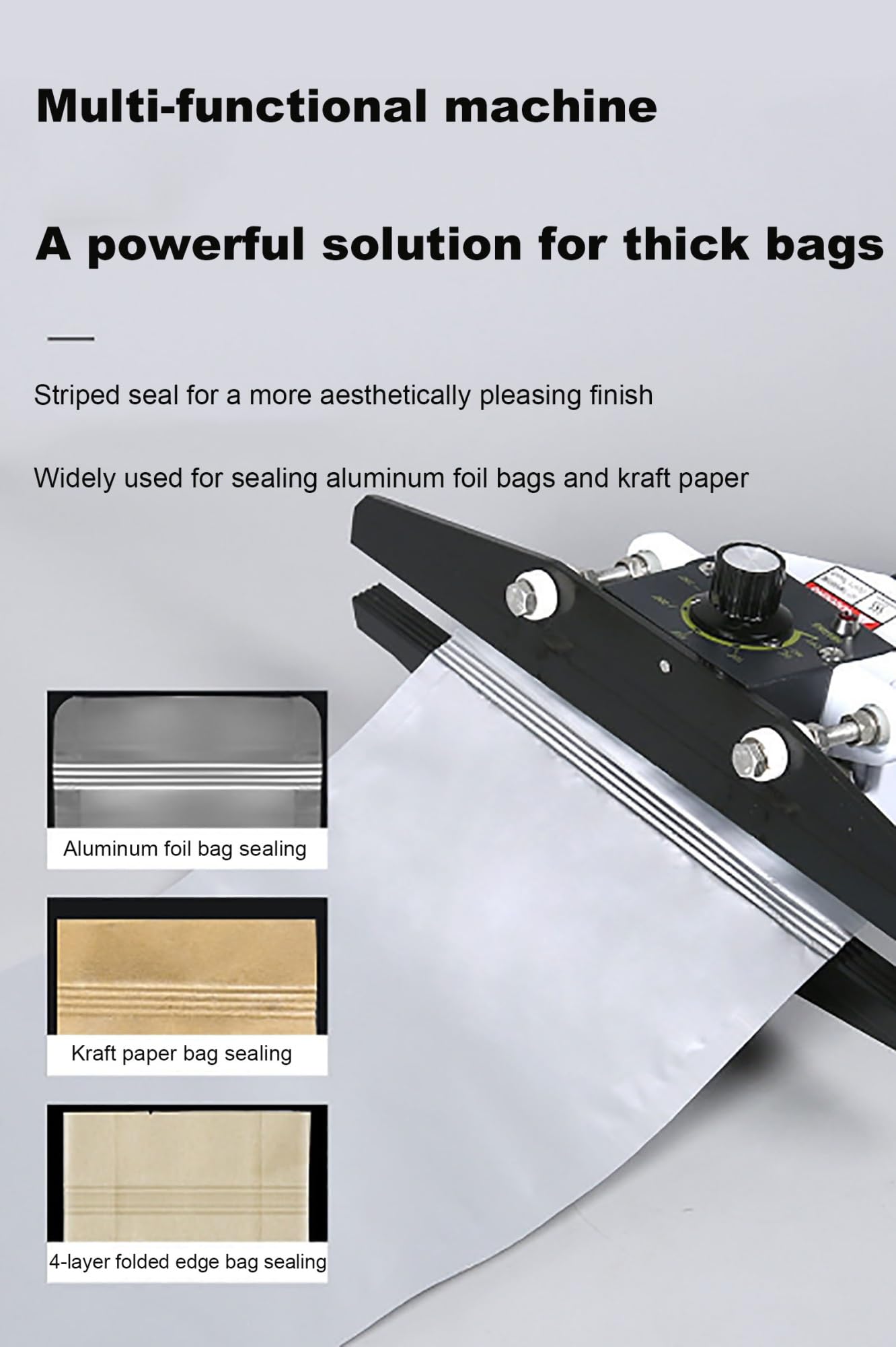 Selladora térmica de 600 mm, máquina de sellado portátil de mano para papel de aluminio y bolsas de papel kraft, 800 W con temperatura ajustable hasta 300 °C, ideal para sellar y embalar