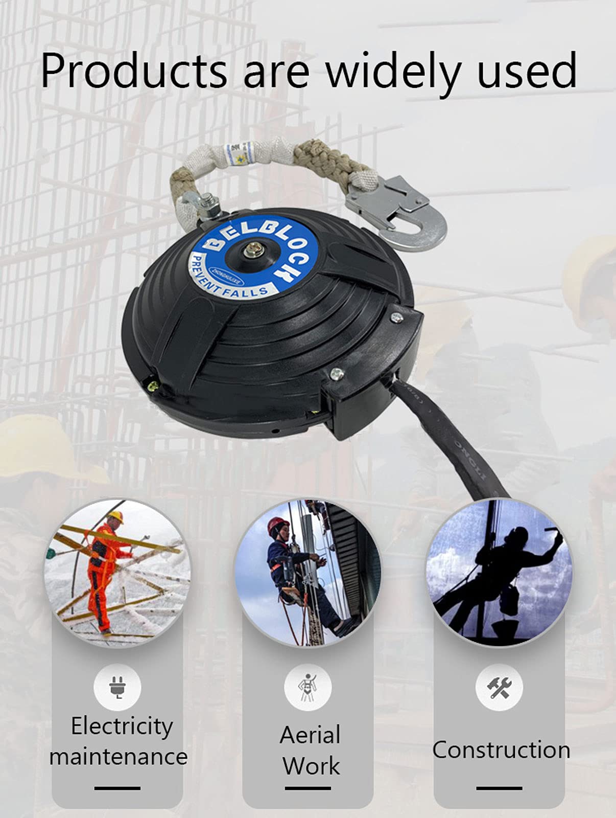 Produktbild von Dachdecker Fallschutz Set – 10m Auffanggerät + Falldämpfer + Auffanggurt + Karabiner, Von STURZSTOP