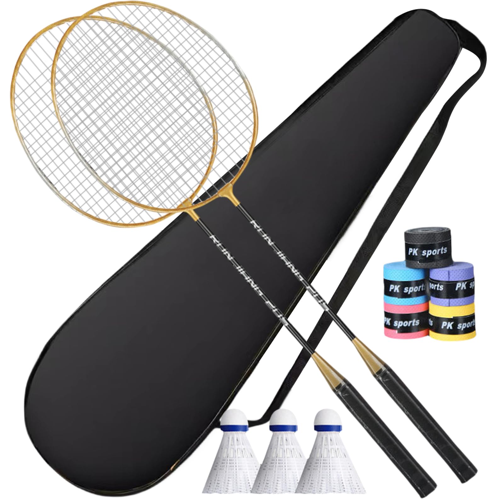 Set di racchette da badminton per adulti, attrezzatura leggera da badminton per professionisti, assorbe il sudore