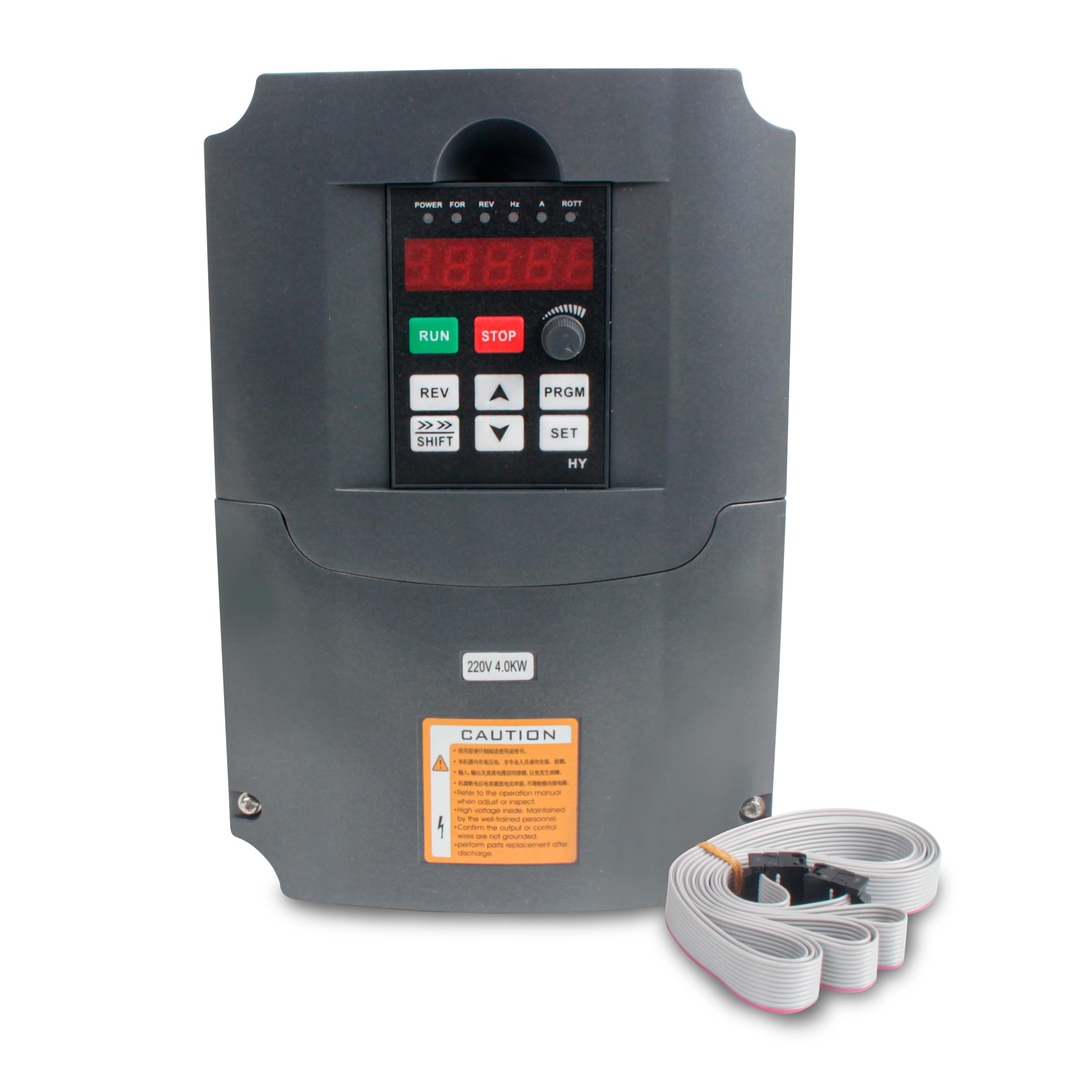 RATTMMOTOR Convertitore di frequenza da 4 kW, 220 V, inverter di automazione VFD, ingresso 1/3 fasi su uscita 3 fasi con cavo di prolunga da 2 m, per controllo della velocità del motore a mandrino