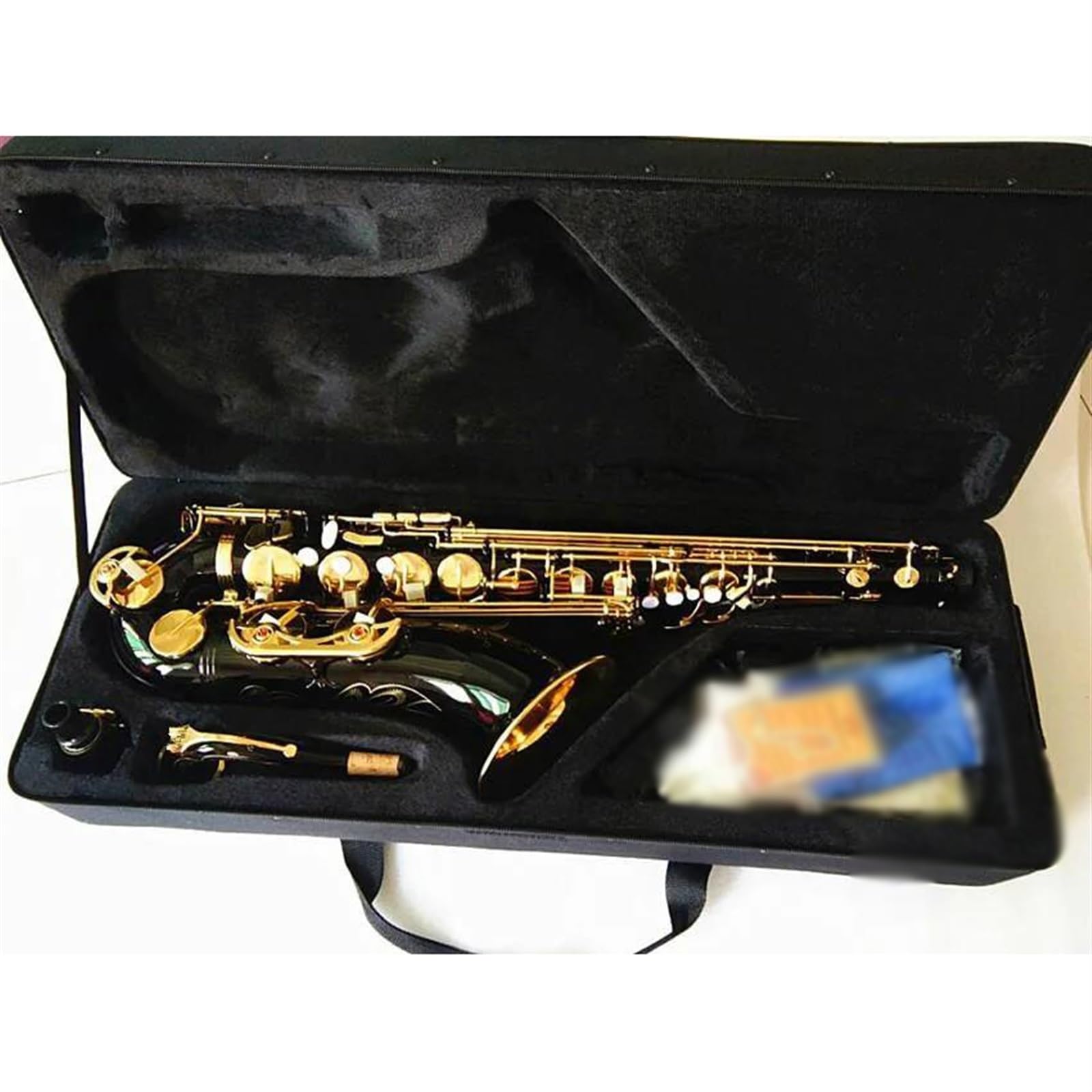 Saksofon Saksofon Tenorowy B-Flat High-End Czarny Złoty Klucz Saksofon Ustnik Reed Neck Akcesoria Do Instrumentów Muzycznych