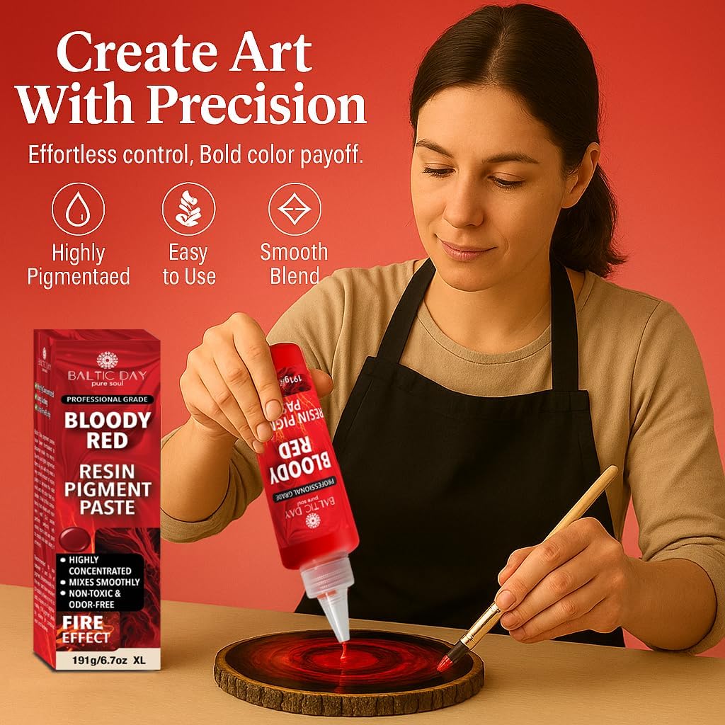 Bloody Red Epoxy Resin Pigment Paste XL (191g/6.7oz) – Opaque Epoxy Dye & High Concentration Coloring Paste, Mica Powder Alternative for Resin Art, Jewelry, Tumblers, River Tables & Crafts - Image 6