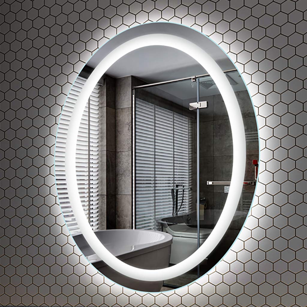 Specchio da Bagno Illuminato con Luce LED e sensore tattile Specchio da Barba Ovale per Trucco a Parete, Senza Bordo