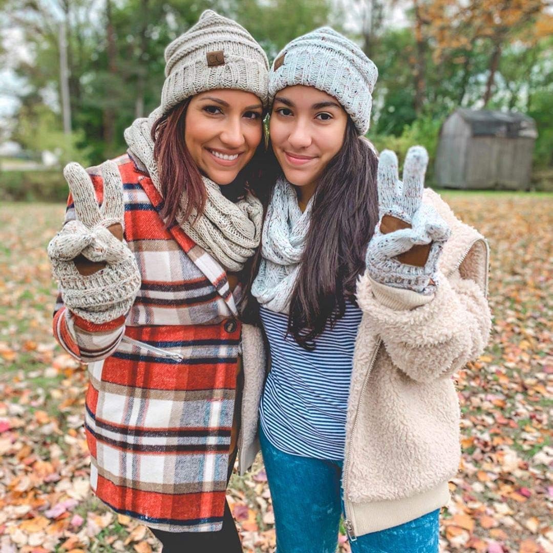 Funky Junque Matching 2 Pack: Slouchy Beanie & Infinity Scarf - Confetti Ivory