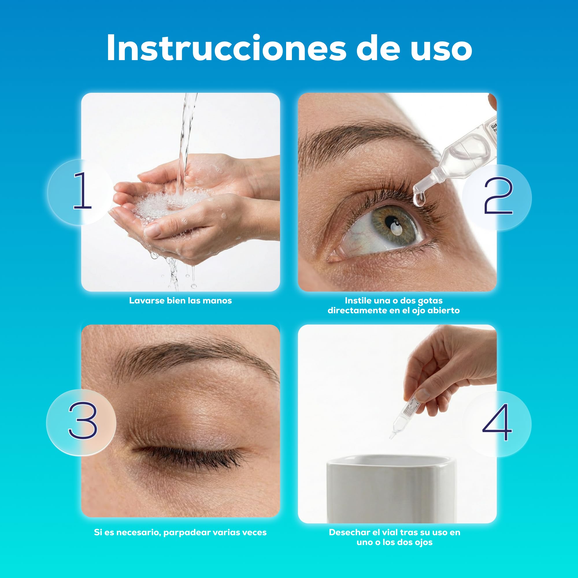 Gotas Ojos Secos Monodosis con Doble Humectación, Lágrimas Artificiales con Ácido Hialurónico e Hidroxietilcelulosa, Hidratantes, sin Conservantes, 20 Viales Monodosis de 0,35 ml