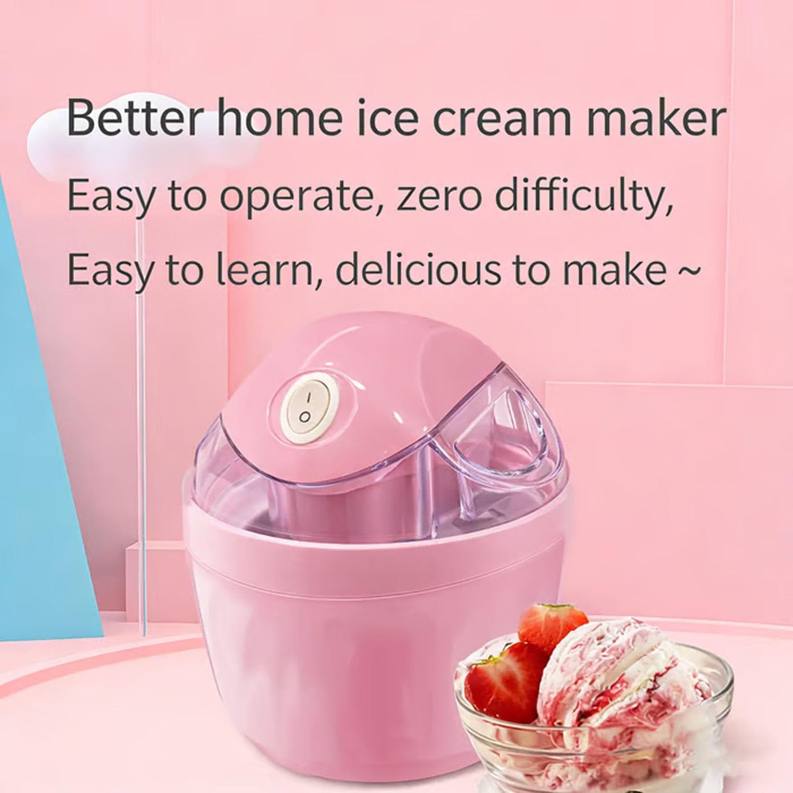 Small Home Mini máquina de helado, máquina de helado suave de 17 onzas con control de un solo toque, máquina eléctrica automática de helado y sorbete para recetas familiares en el hogar, solo 15