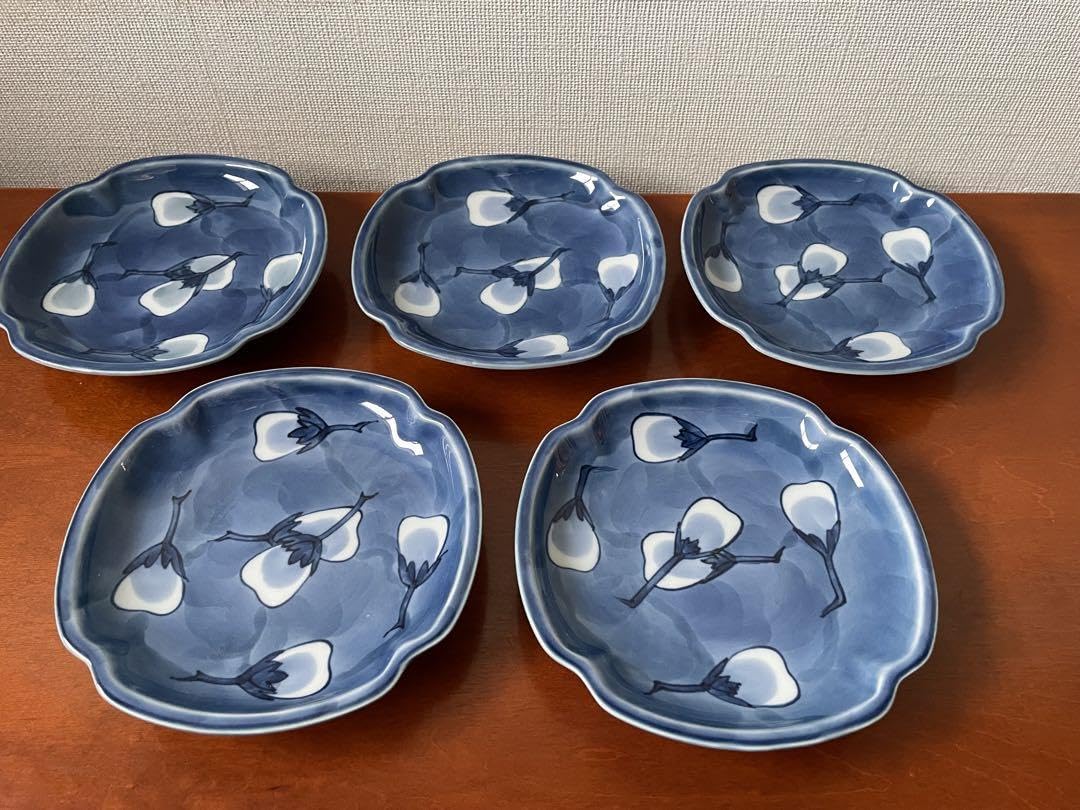 Amazon.co.jp: 有田焼 源右衛門窯 染付茄子絵 銘々皿 5枚組 : おもちゃ 